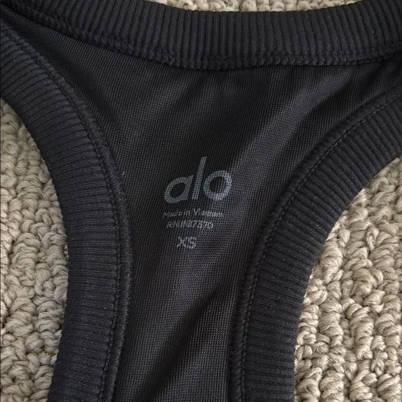 ALO Yoga Black Ribbed Racerback Tank Top - Picture 3 of 3